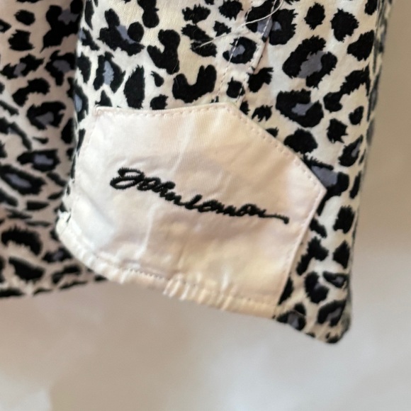 John Lennon thrashed Dress Shirt Leopard Print Faux Leather Trim Rocker Shirt - Picture 7 of 14
